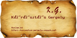 Körösztös Gergely névjegykártya